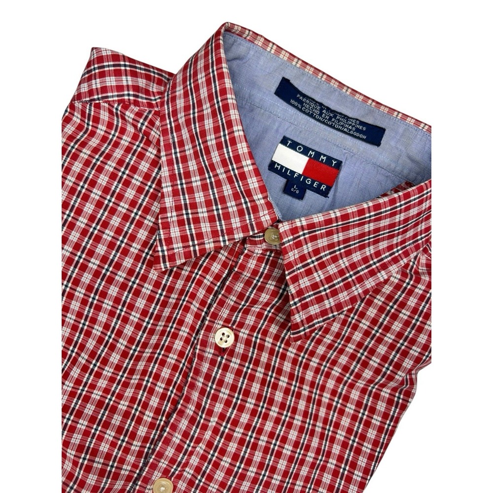 Tommy Hilfiger Men's Size Large Short Sleeve Button Up Cotton Shirt